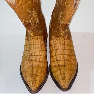 Cuadra Tail Crocodile Leather Made In Mexico Tan Leather Western Boots Size 9 US